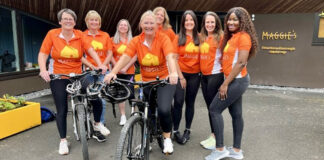 A group of local sonographers complete a 70km charity cycle from Glasgow to Edinburgh to raise money for Maggie’s Forth Valley