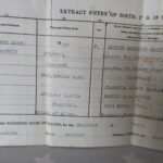 Christine’s birth certificate and photos from her return visit to the castle 80 years later