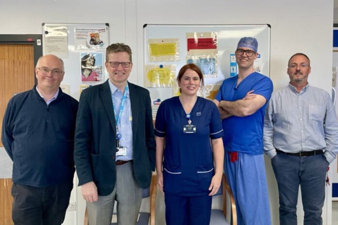 Ophthalmology - Andrew Murray (Medical Director), Martin Fairbairn (Non-Executive Board Member) are pictured with Jason Graham (Operations Manager); Paul Flavahan (Consultant Opthalmology) and Juliet Catlin (Senior Charge Nurse)