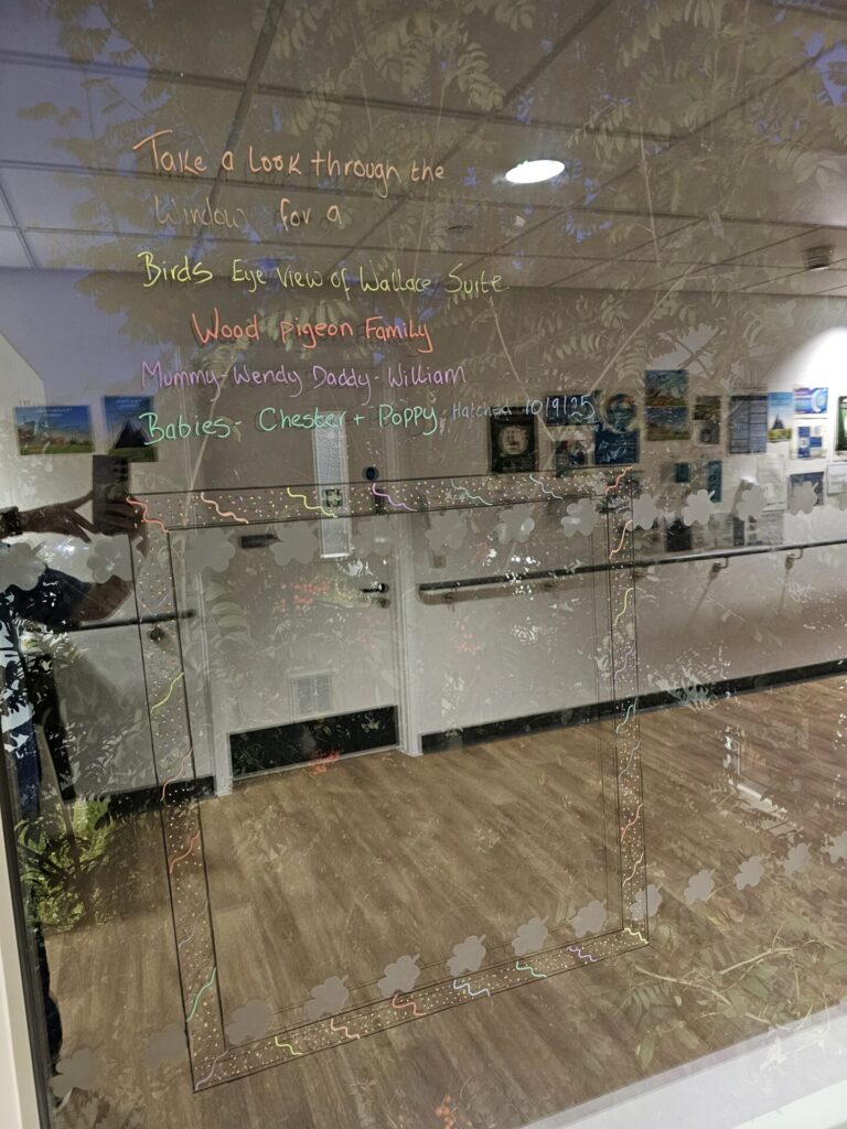 Writing on glass window