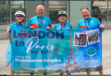 Friends holding banner